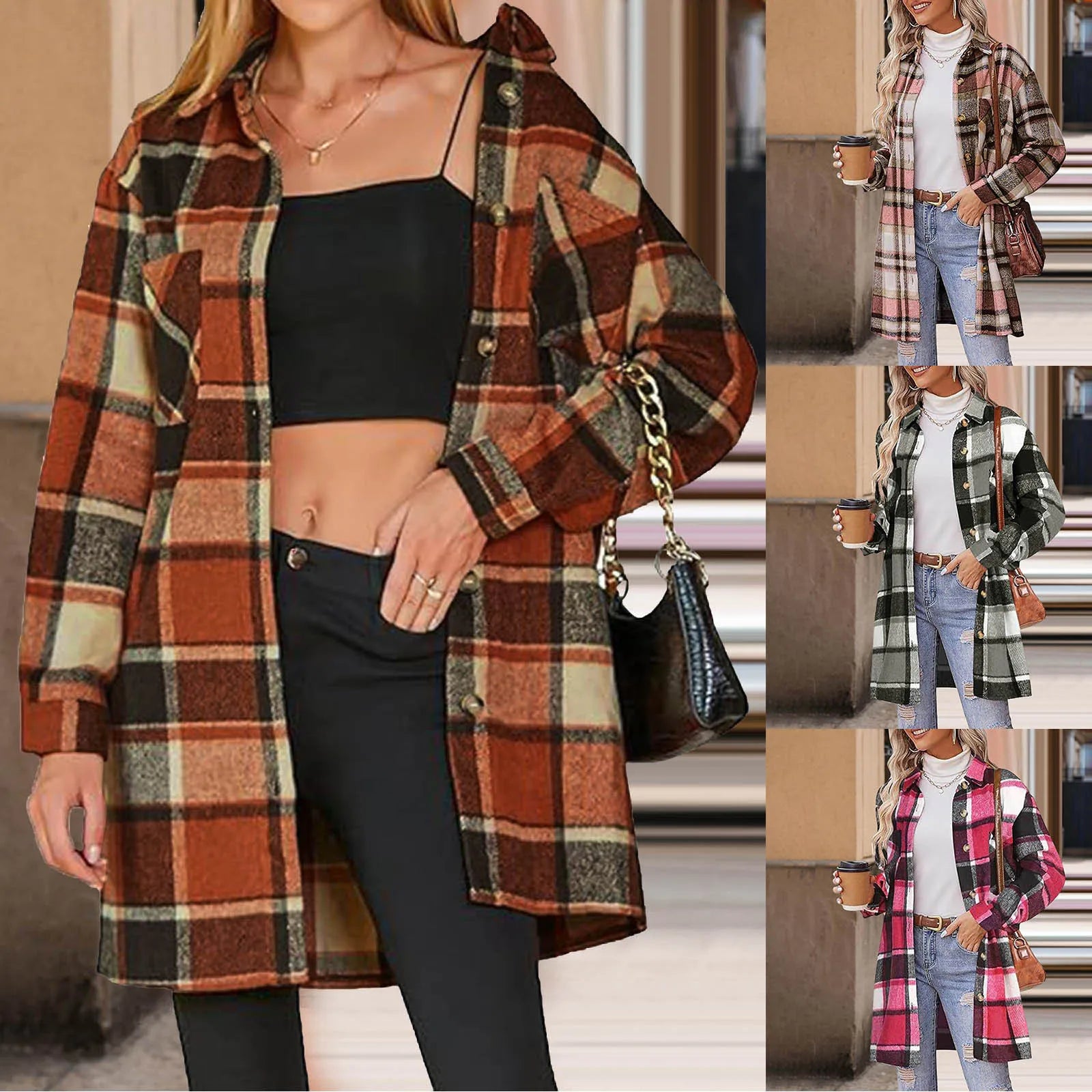 Women Plaid Shacket